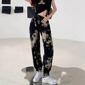 2025 New Women's Clothing Printing Loose Elastic Waist Lacing Comfortable Spring Summer Thin Straight Pockets Casual Harem Pants