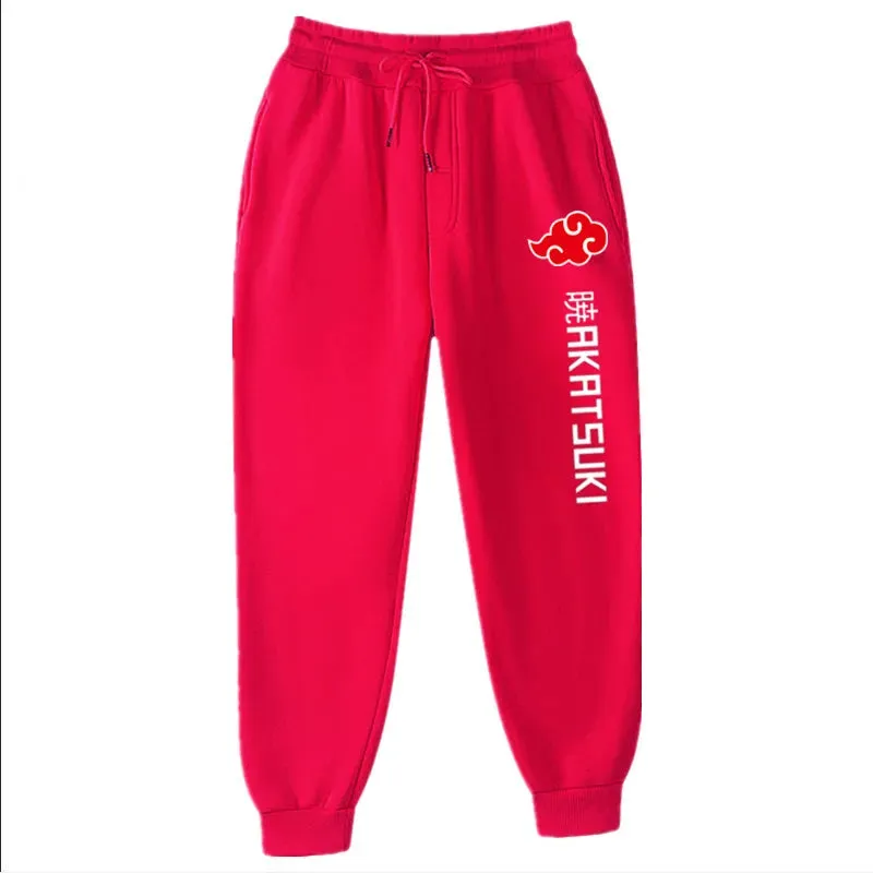 Anime  Pants Akatsuki Fleece Trousers Fashion Printed Men Women Jogging Pants Hip hop Streetwear Comfortable Sweatpants