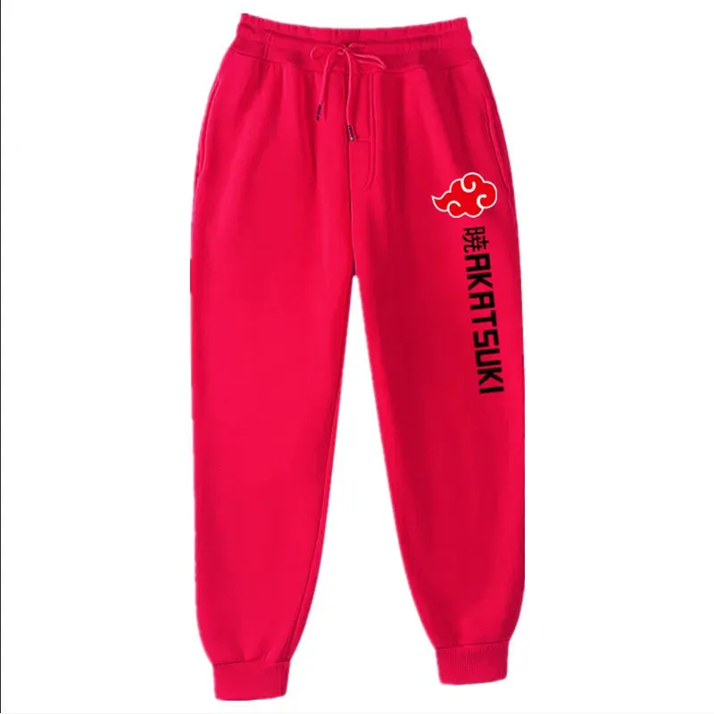 Anime  Pants Akatsuki Fleece Trousers Fashion Printed Men Women Jogging Pants Hip hop Streetwear Comfortable Sweatpants