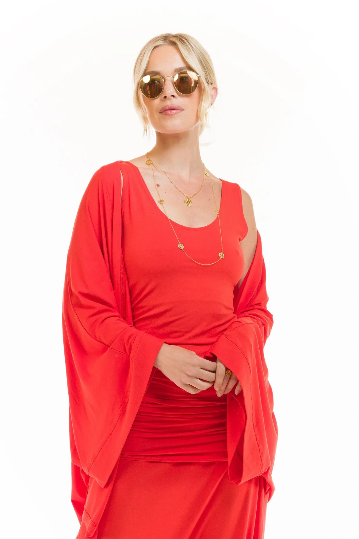 BAMBOO LONG VEST DRESS SPICY ORANGE