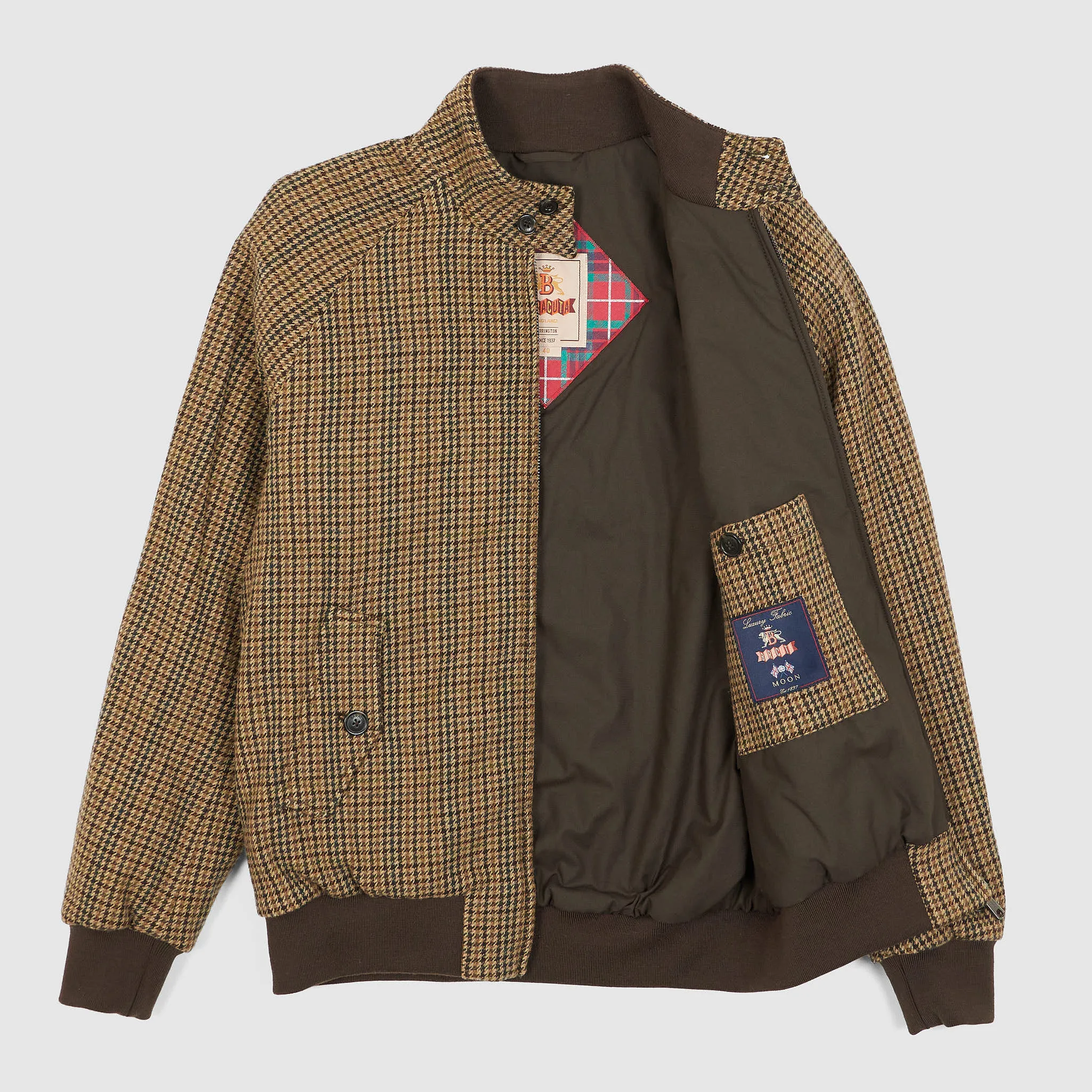 Baracuta G9 Houndstooth Wool Harrington Jacket