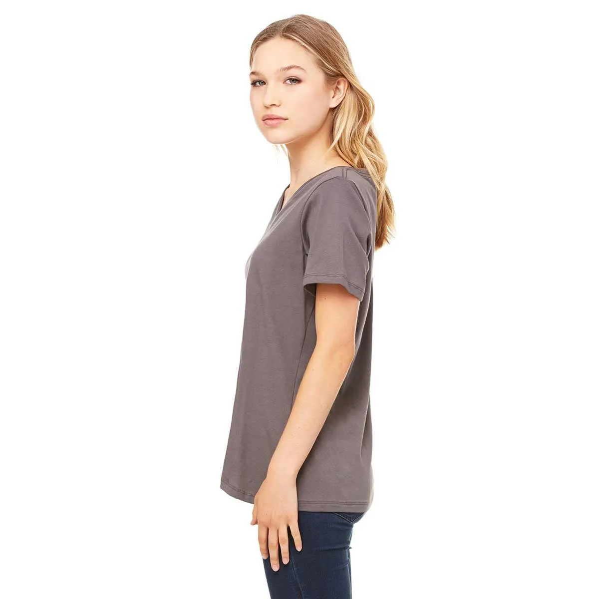 Bella   Canvas Women's Asphalt Relaxed Jersey Short-Sleeve V-Neck T-Shirt