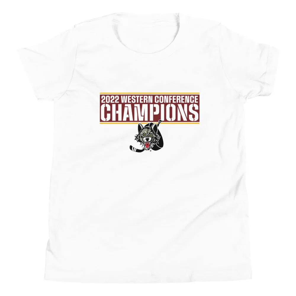 Chicago Wolves 2022 Western Conference Champions Youth Short Sleeve T-Shirt