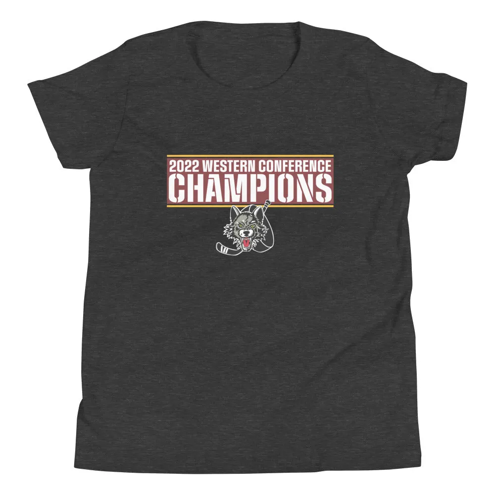 Chicago Wolves 2022 Western Conference Champions Youth Short Sleeve T-Shirt
