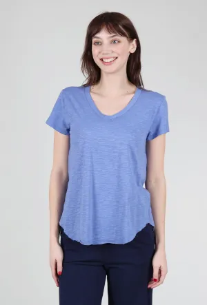 Curve Hem S/S Vee Tee, Blue Pea