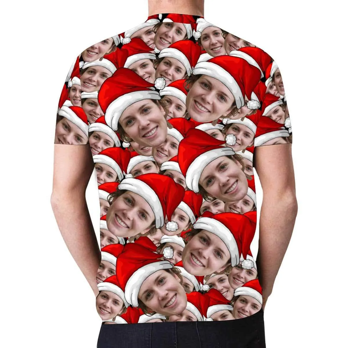 Custom Face Christmas Shirts Seamless Head Men's All Over Print T-shirt Design Face Tee for Boyfriend