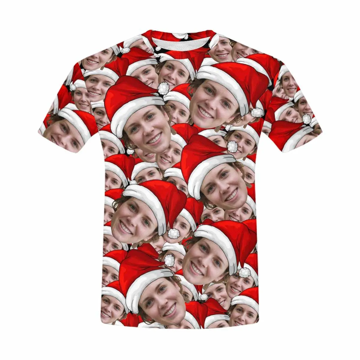 Custom Face Christmas Shirts Seamless Head Men's All Over Print T-shirt Design Face Tee for Boyfriend