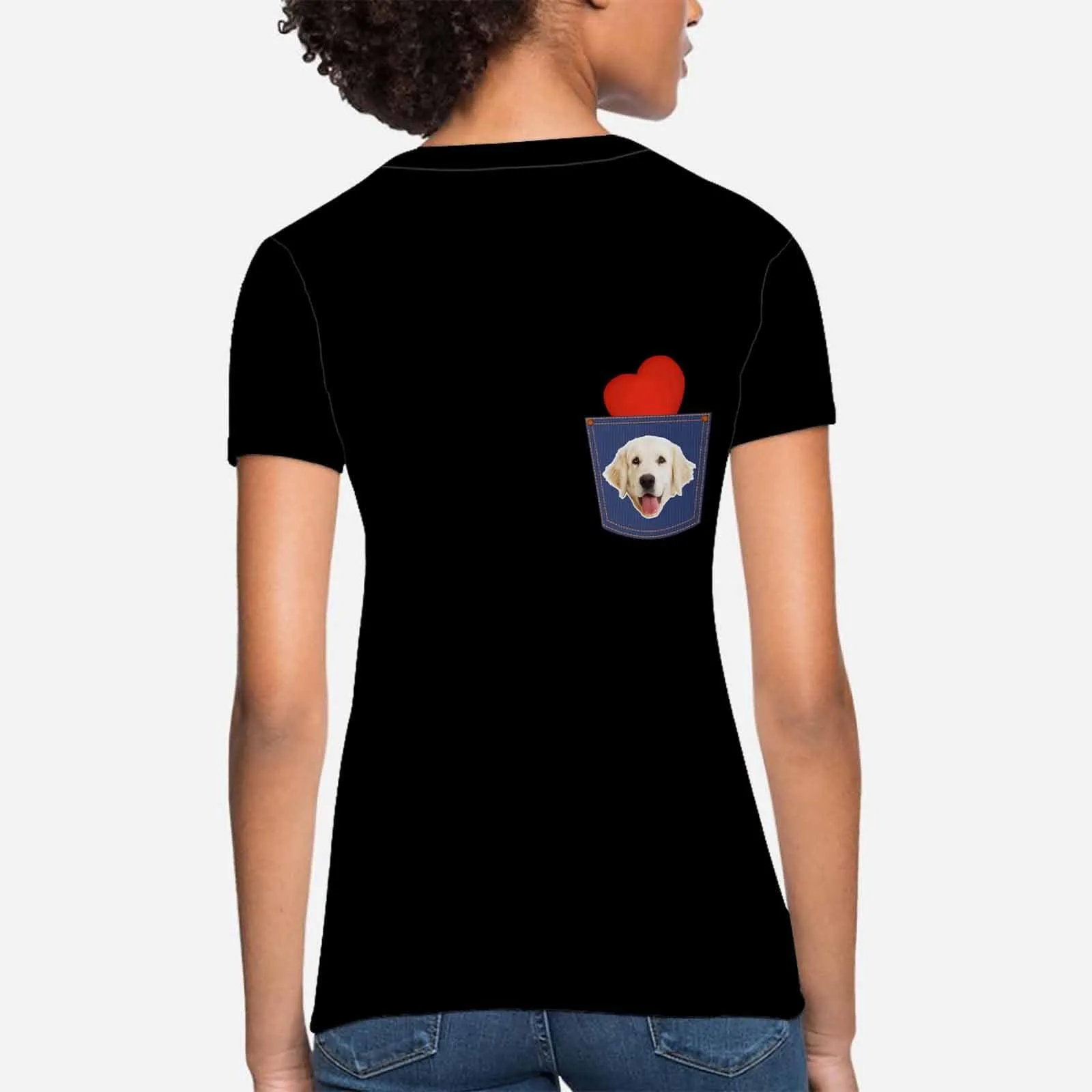Custom Pet Shirt Put Your Dog Face Tee Personalized Love Heart Women's All Over Print T-shirt