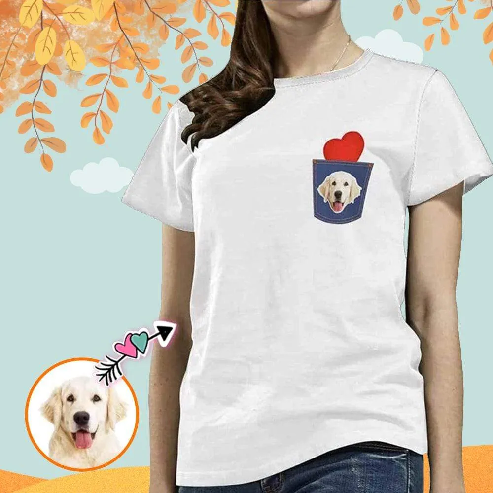 Custom Pet Shirt Put Your Dog Face Tee Personalized Love Heart Women's All Over Print T-shirt