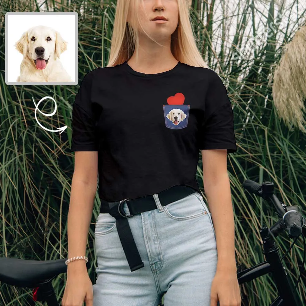 Custom Pet Shirt Put Your Dog Face Tee Personalized Love Heart Women's All Over Print T-shirt