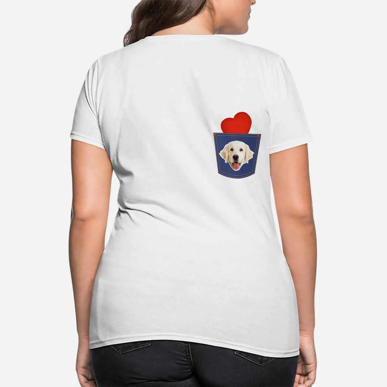Custom Pet Shirt Put Your Dog Face Tee Personalized Love Heart Women's All Over Print T-shirt