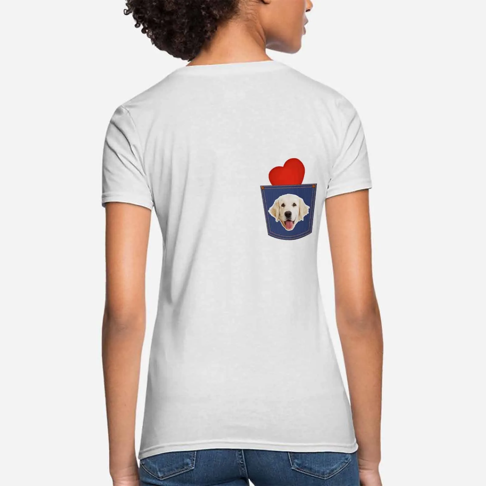 Custom Pet Shirt Put Your Dog Face Tee Personalized Love Heart Women's All Over Print T-shirt