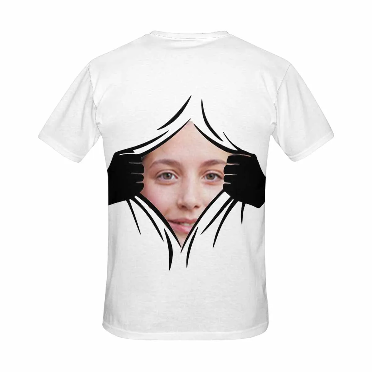 Custom Shirt with Girlfriend Face Personalized Hands Put Your Face Men's All Over Print T-shirt Gift