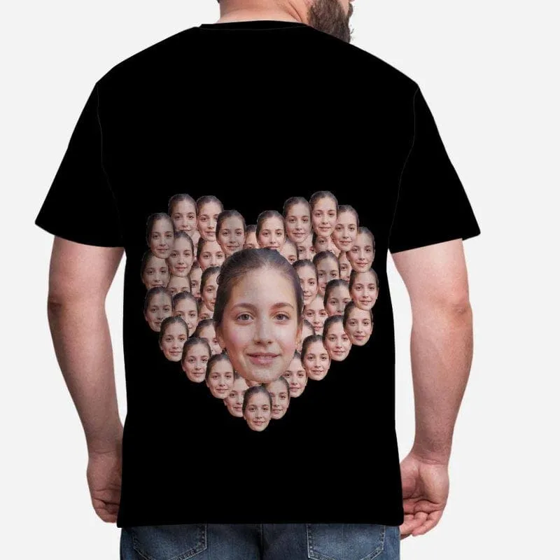Custom Wife Face Shirts Heart Shape Men's All Over Print T-shirt with Personalized Pictures