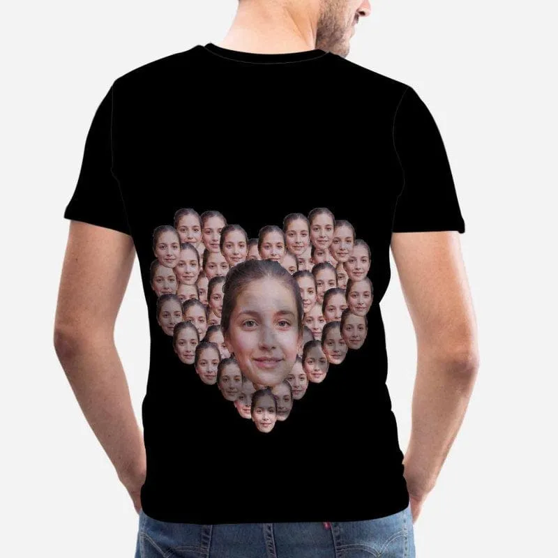 Custom Wife Face Shirts Heart Shape Men's All Over Print T-shirt with Personalized Pictures