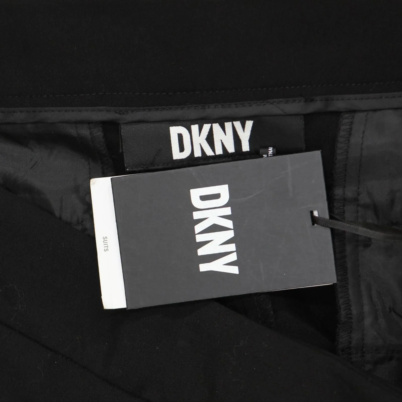 DKNY Women's Mid-Rise Extended-Tab Straight-Leg Pants UD2P7975 Black 12