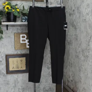 DKNY Women's Mid-Rise Extended-Tab Straight-Leg Pants UD2P7975 Black 12