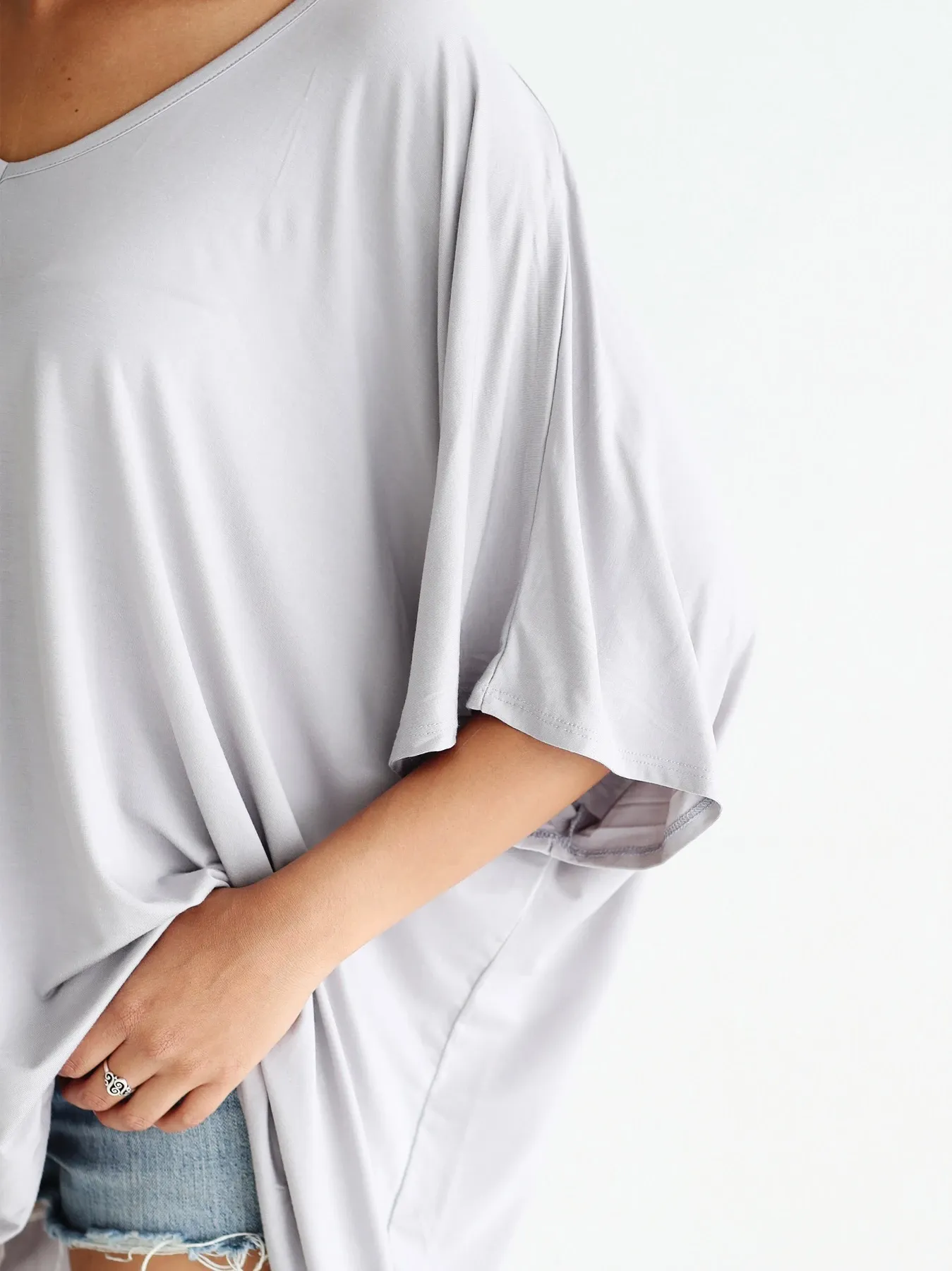 Dove Gray Dlmn Slouchy Oversized Top