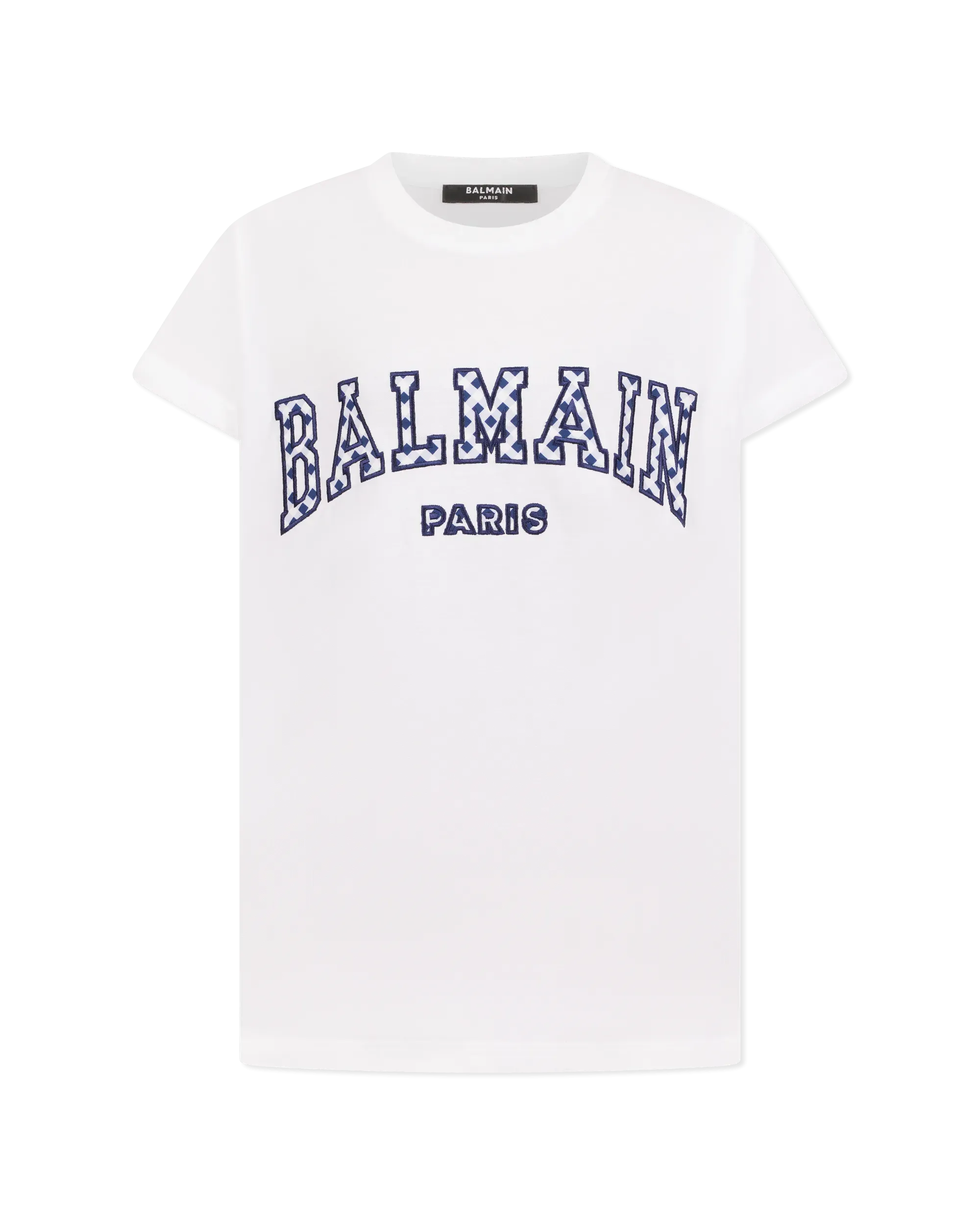 Gingham Lettering Balmain Paris T-Shirt