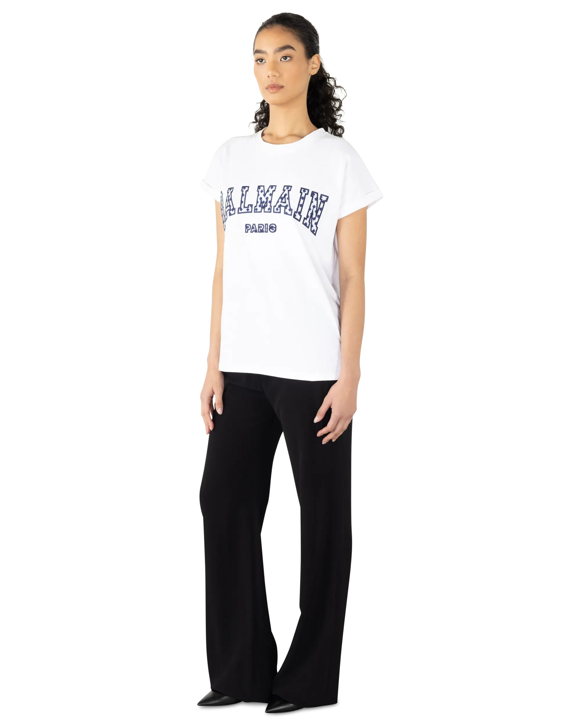 Gingham Lettering Balmain Paris T-Shirt