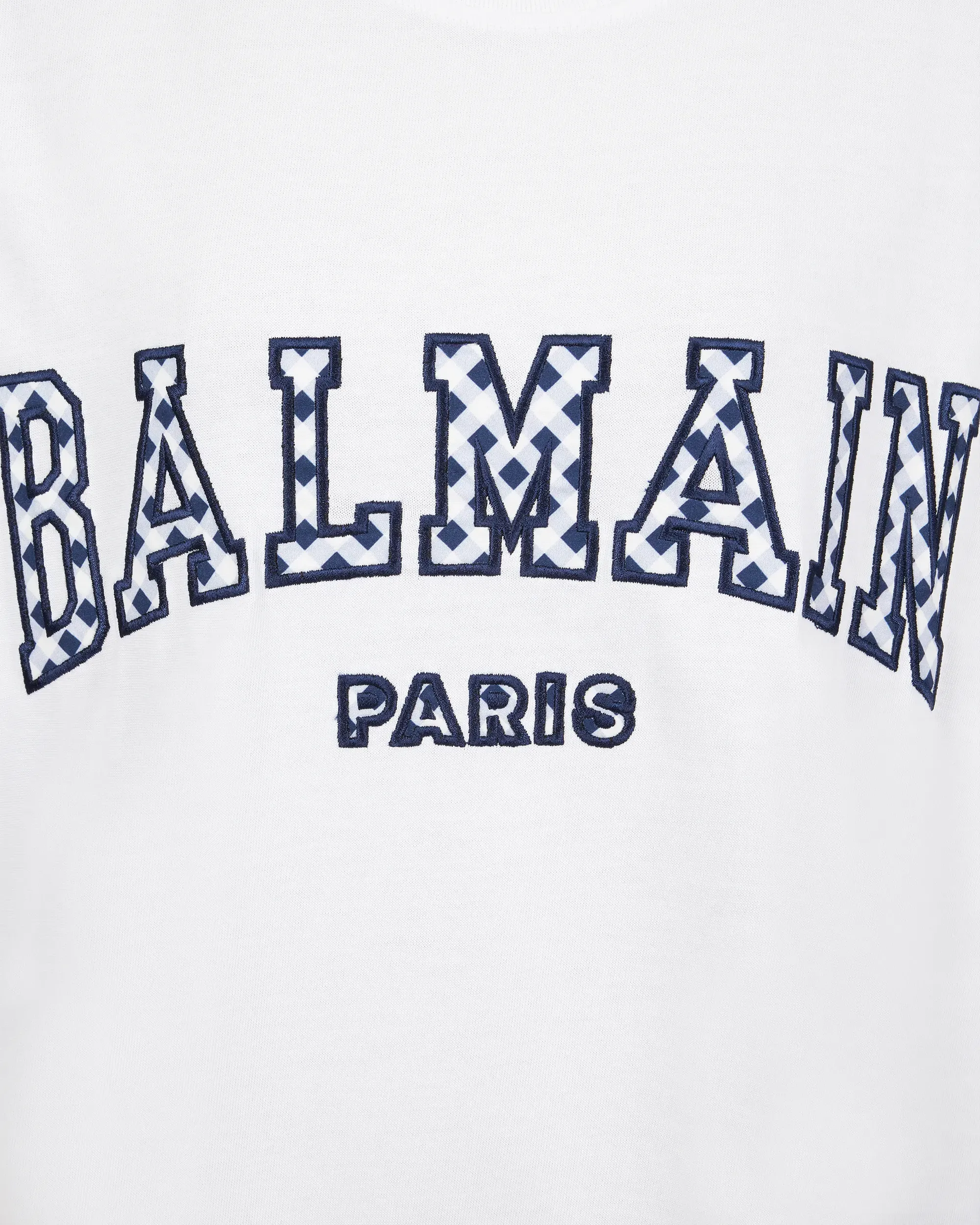 Gingham Lettering Balmain Paris T-Shirt