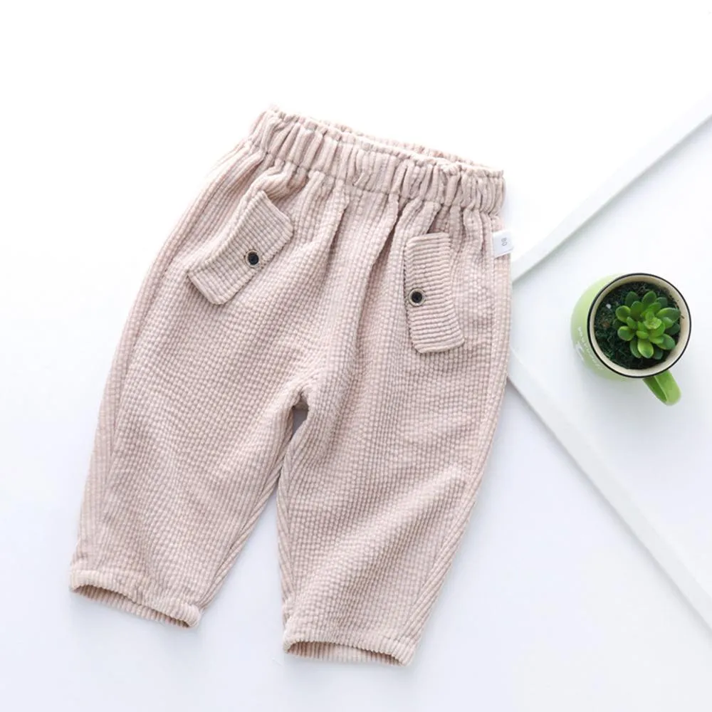 Girls Solid Casual Elastic Waist Pants
