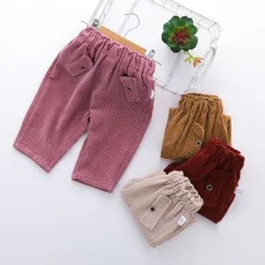 Girls Solid Casual Elastic Waist Pants
