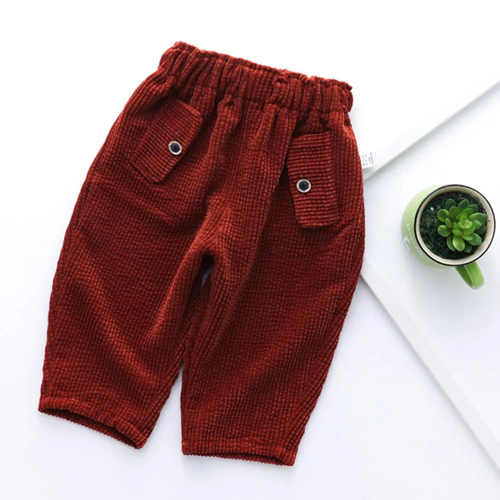Girls Solid Casual Elastic Waist Pants
