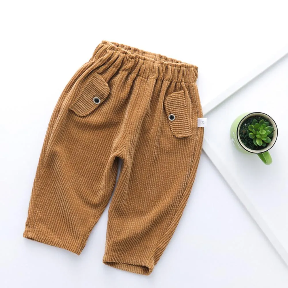 Girls Solid Casual Elastic Waist Pants