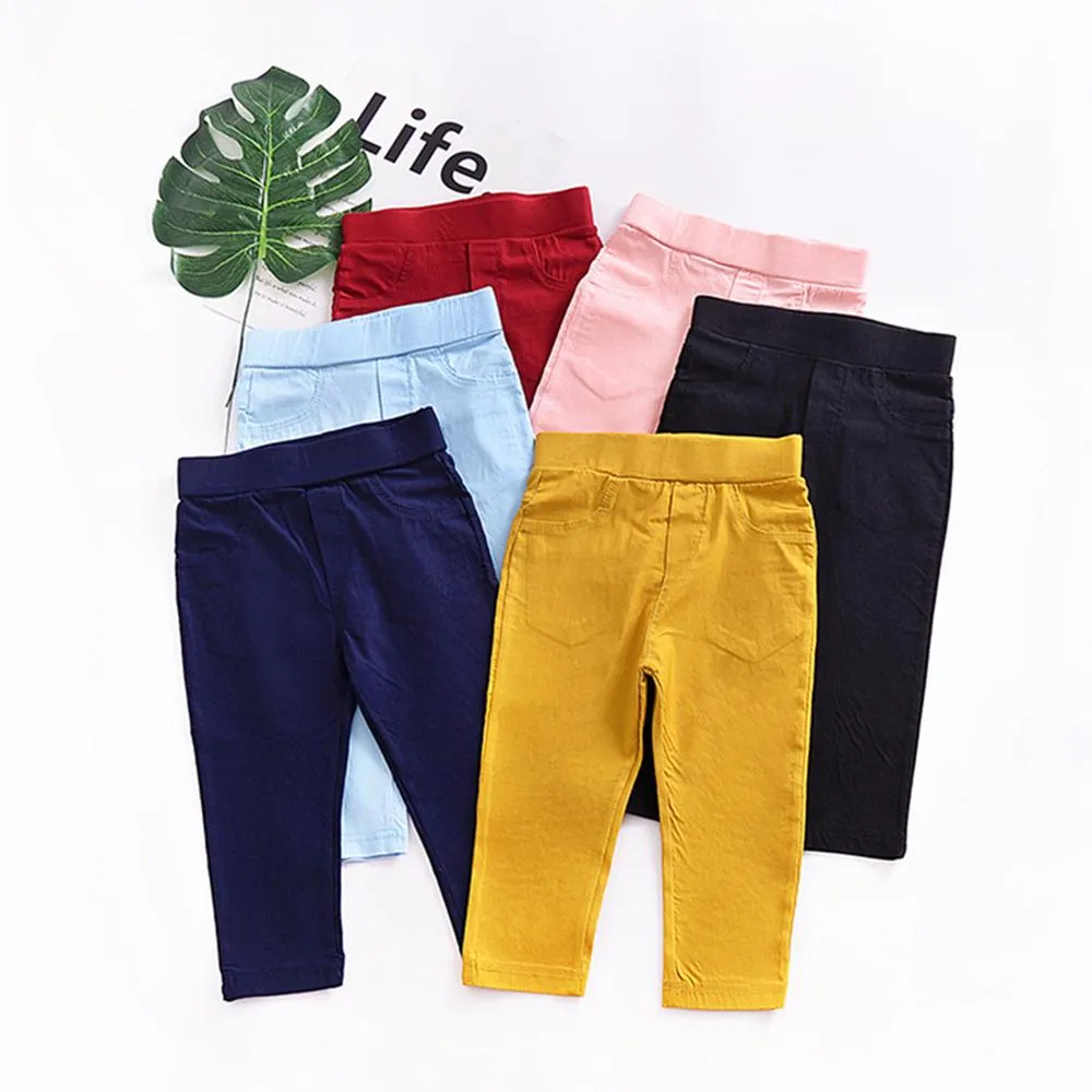 Girls Solid Color Easy Matching Pants Bulk Childrens Clothes