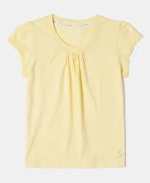 Girl's Super Combed Cotton Solid Short Sleeve T-Shirt - Pale Banana