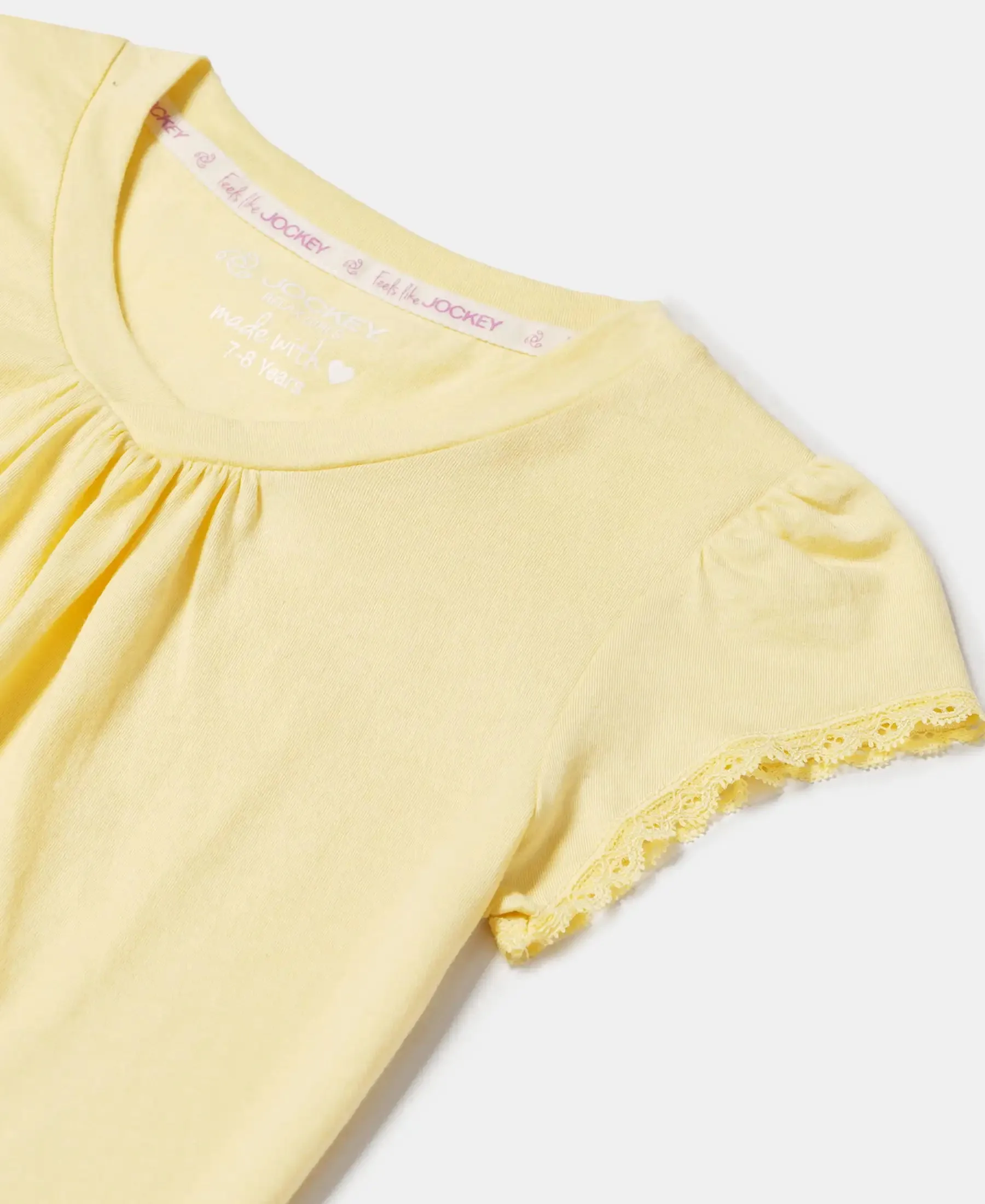 Girl's Super Combed Cotton Solid Short Sleeve T-Shirt - Pale Banana