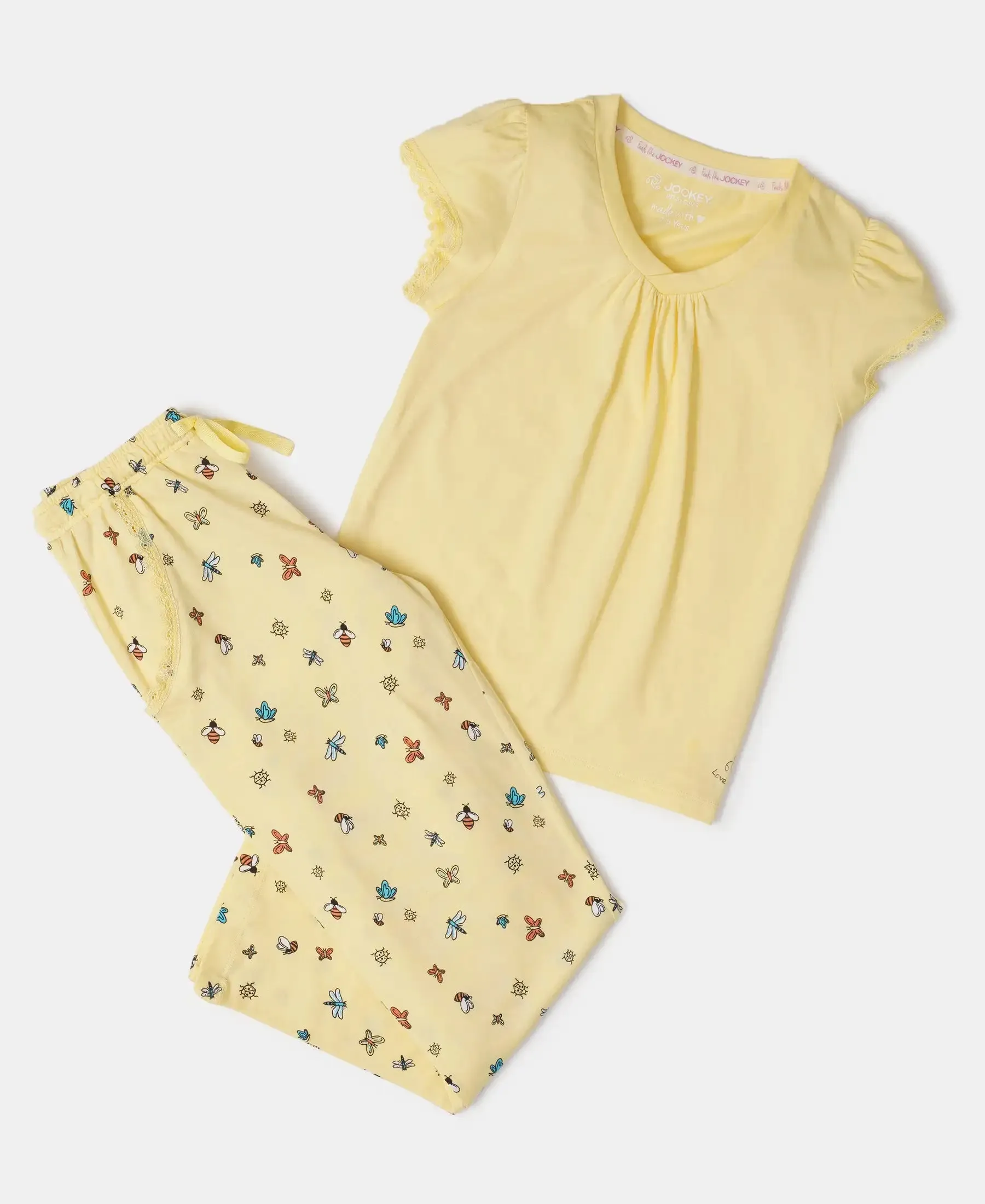 Girl's Super Combed Cotton Solid Short Sleeve T-Shirt - Pale Banana