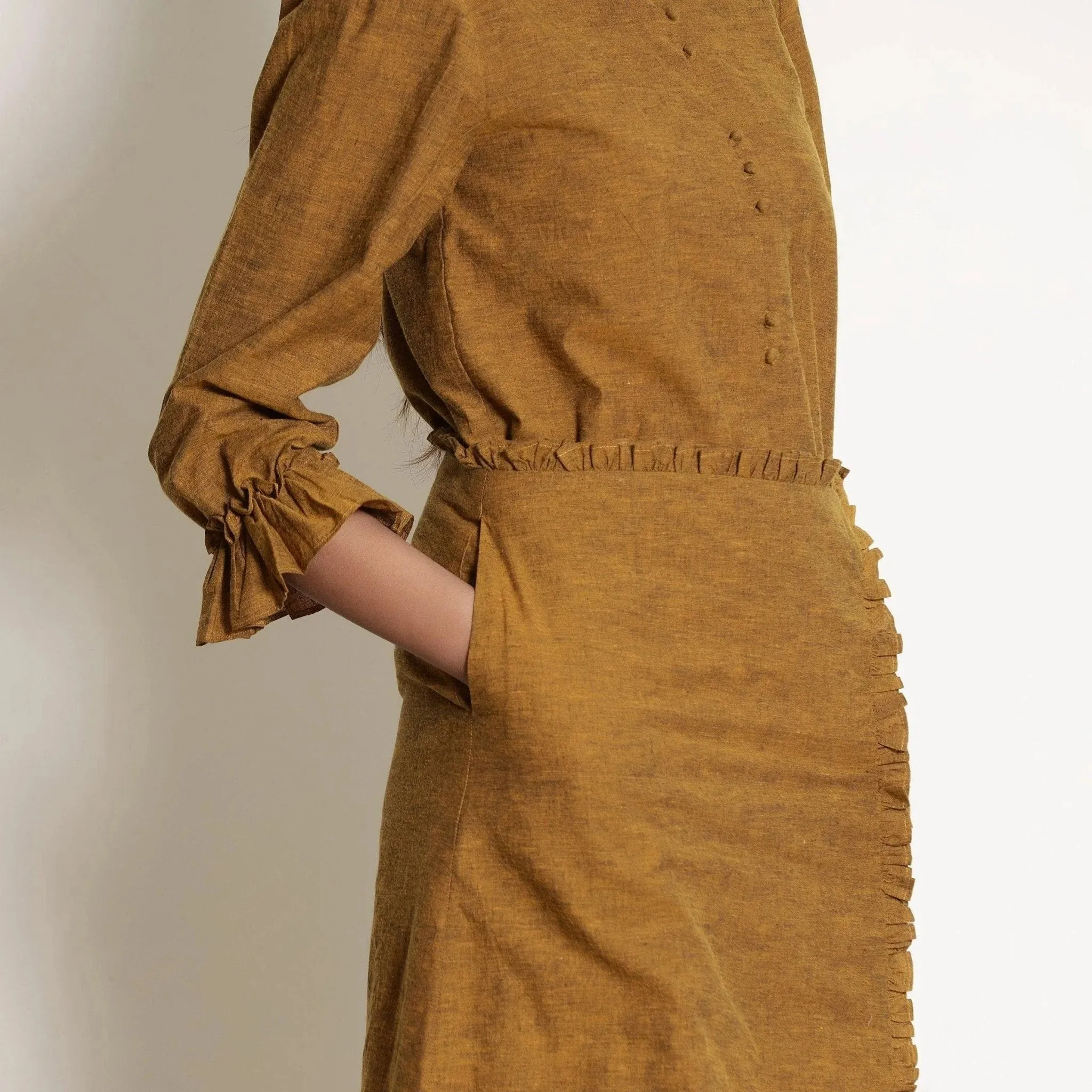 Golden Oak Warm Cotton Frilled Sleeve Top