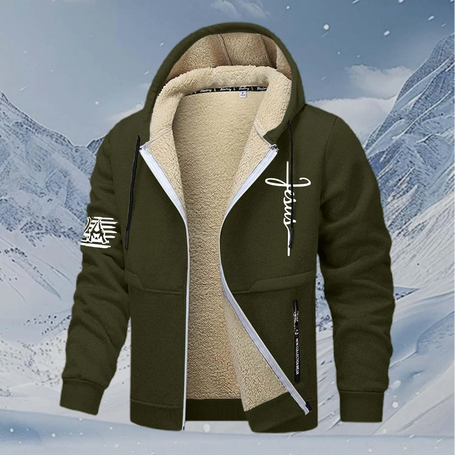 Hoodies for Men Heavyweight Fleece Lined Hoodie Thick Winter Pullover Warm Hooded Sweatshirt Thermal Windproof Jacket