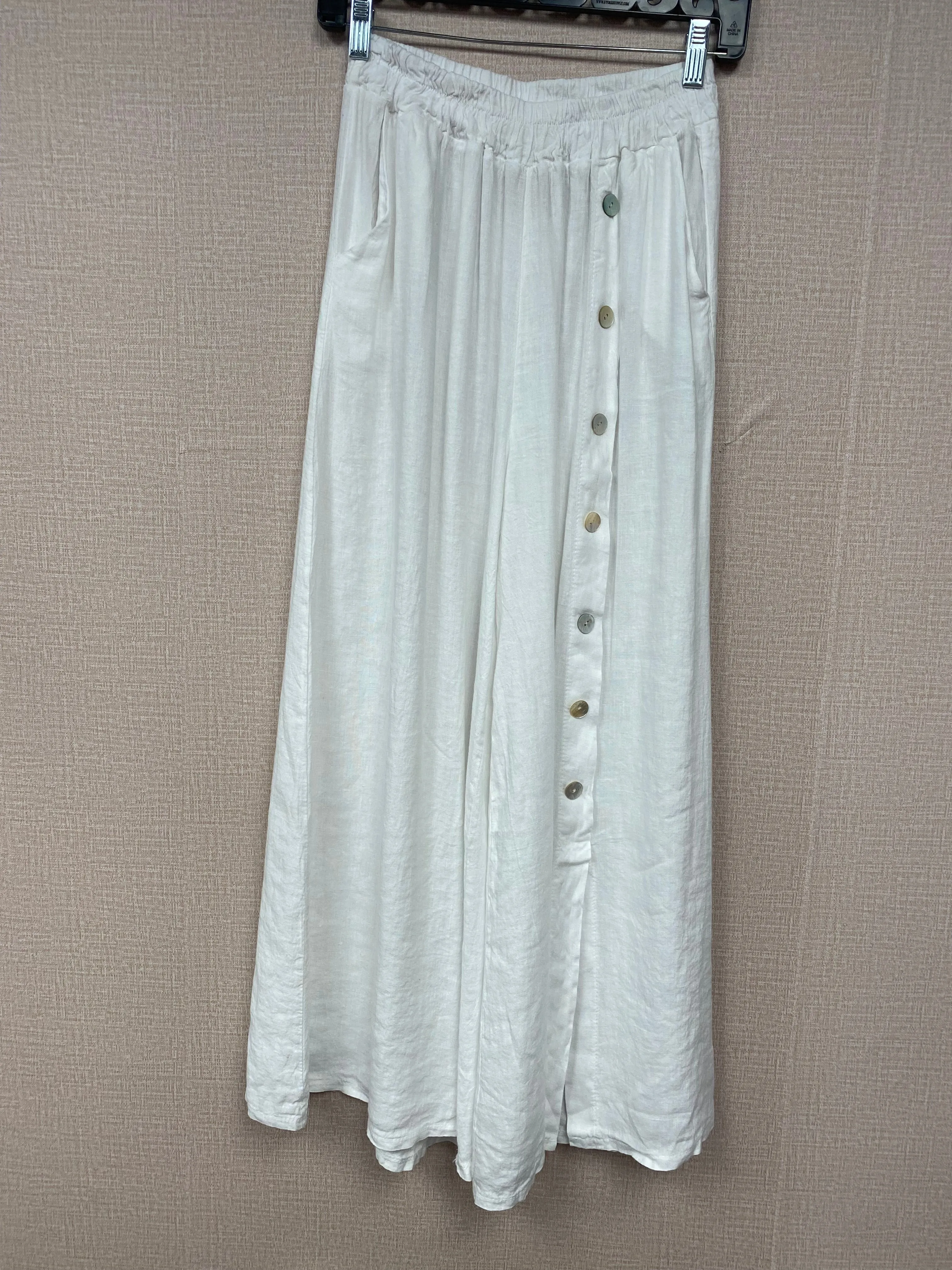 Italian linen Button Down Wide Leg Pants. 18861