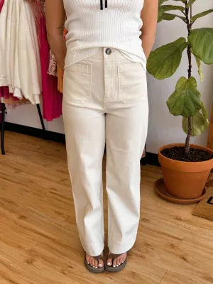 Ivory Front Pocket Pants