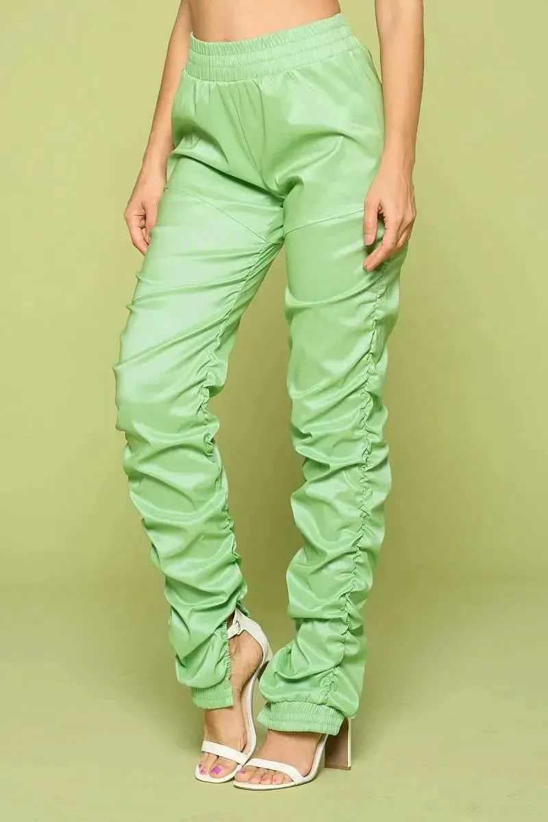 Leather Pu Ruched Pants