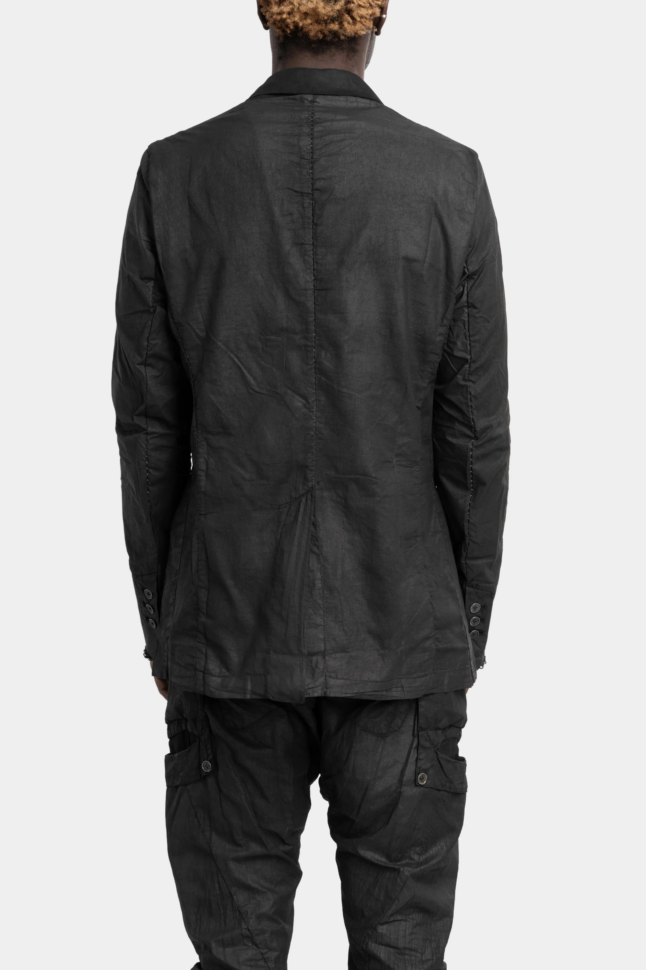 Lightweight cotton blazer, Leather effect