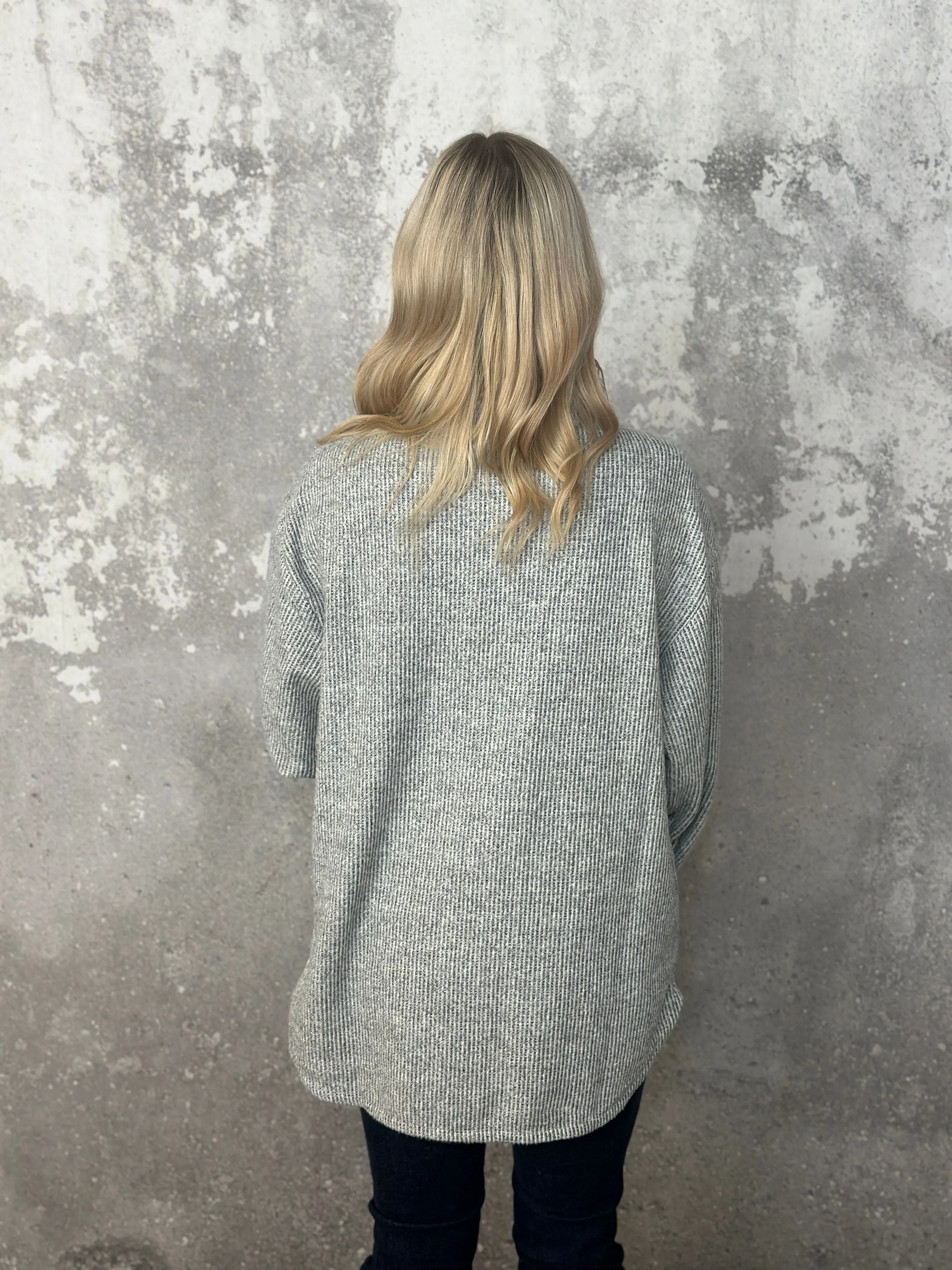 Lightweight Textured Shacket - Heather Grey (Small - 3X)