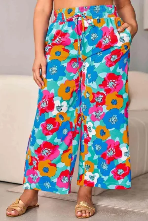 Lively Plus Size Women's Floral Wide Leg Pants