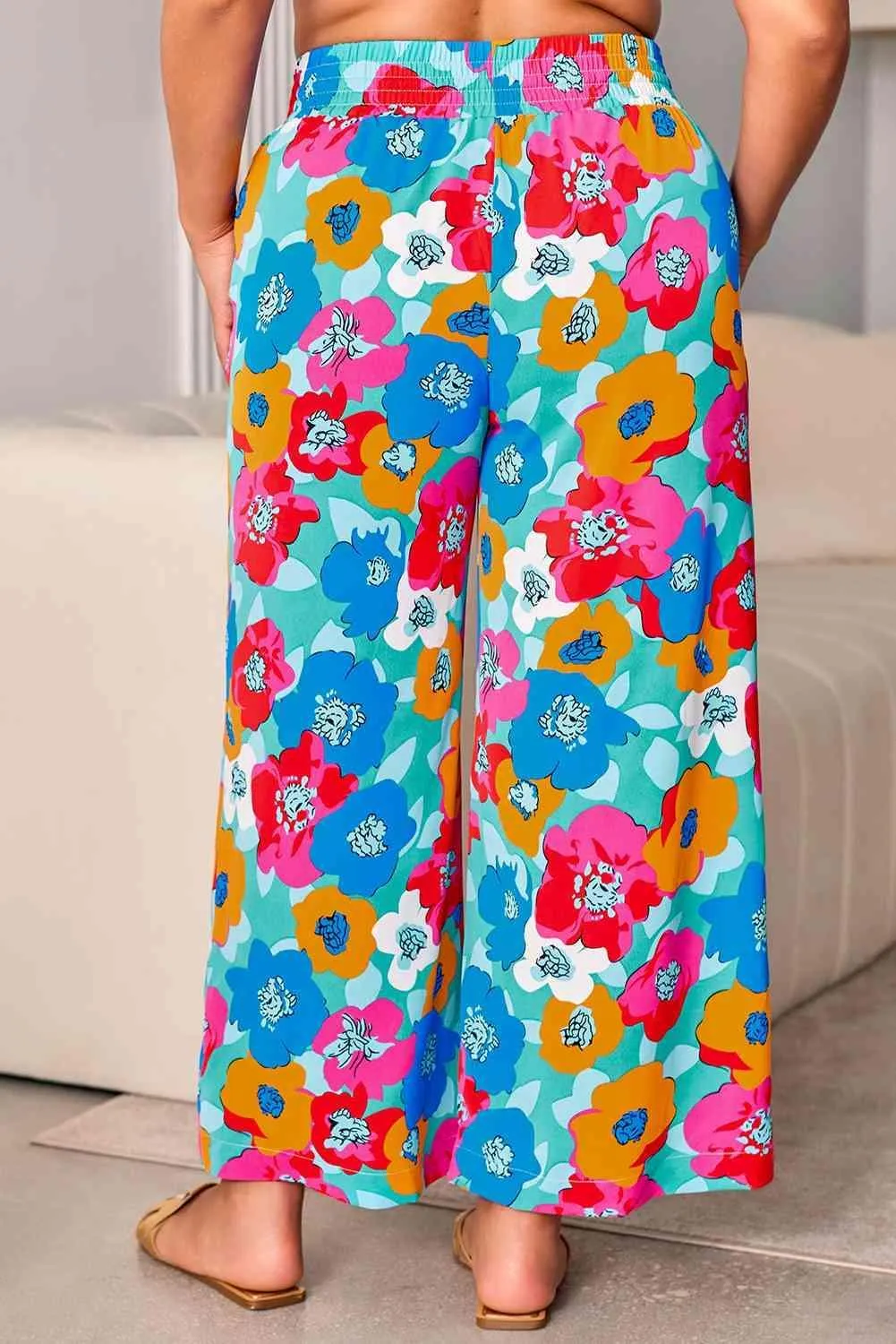 Lively Plus Size Women's Floral Wide Leg Pants
