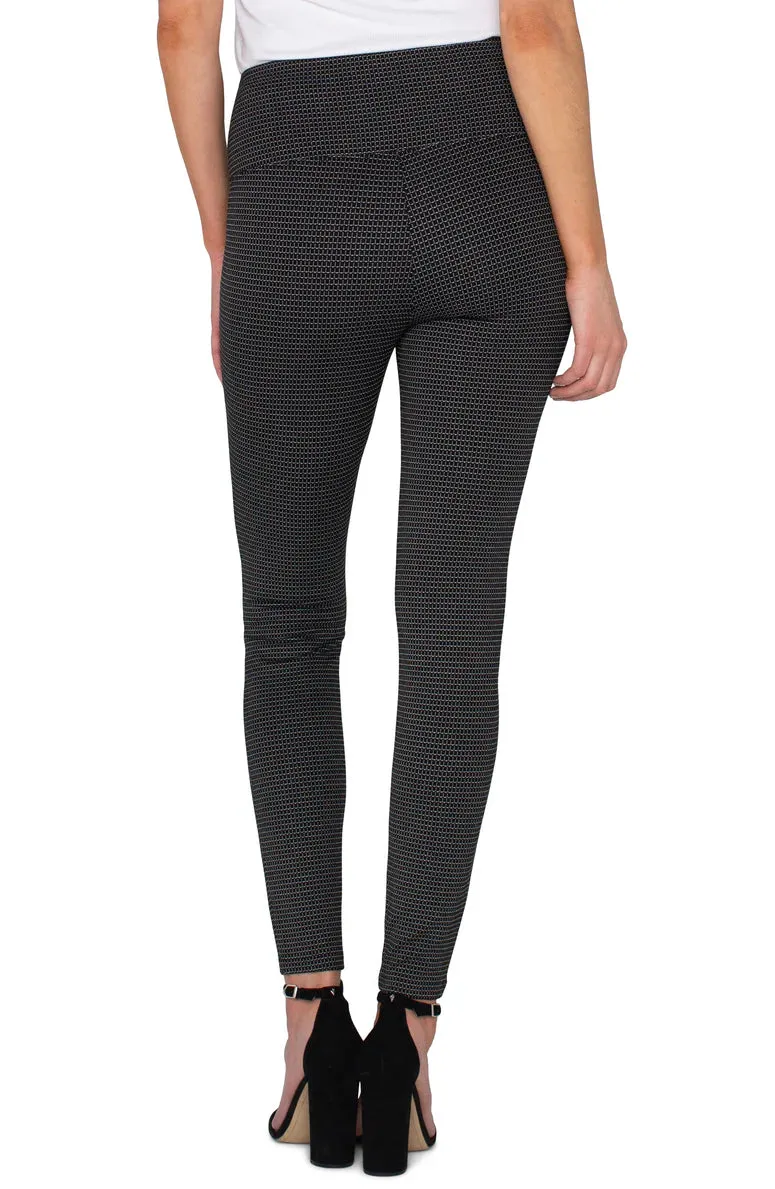 Liverpool Pearl Pull-On Leggings Black and White Mini Grid