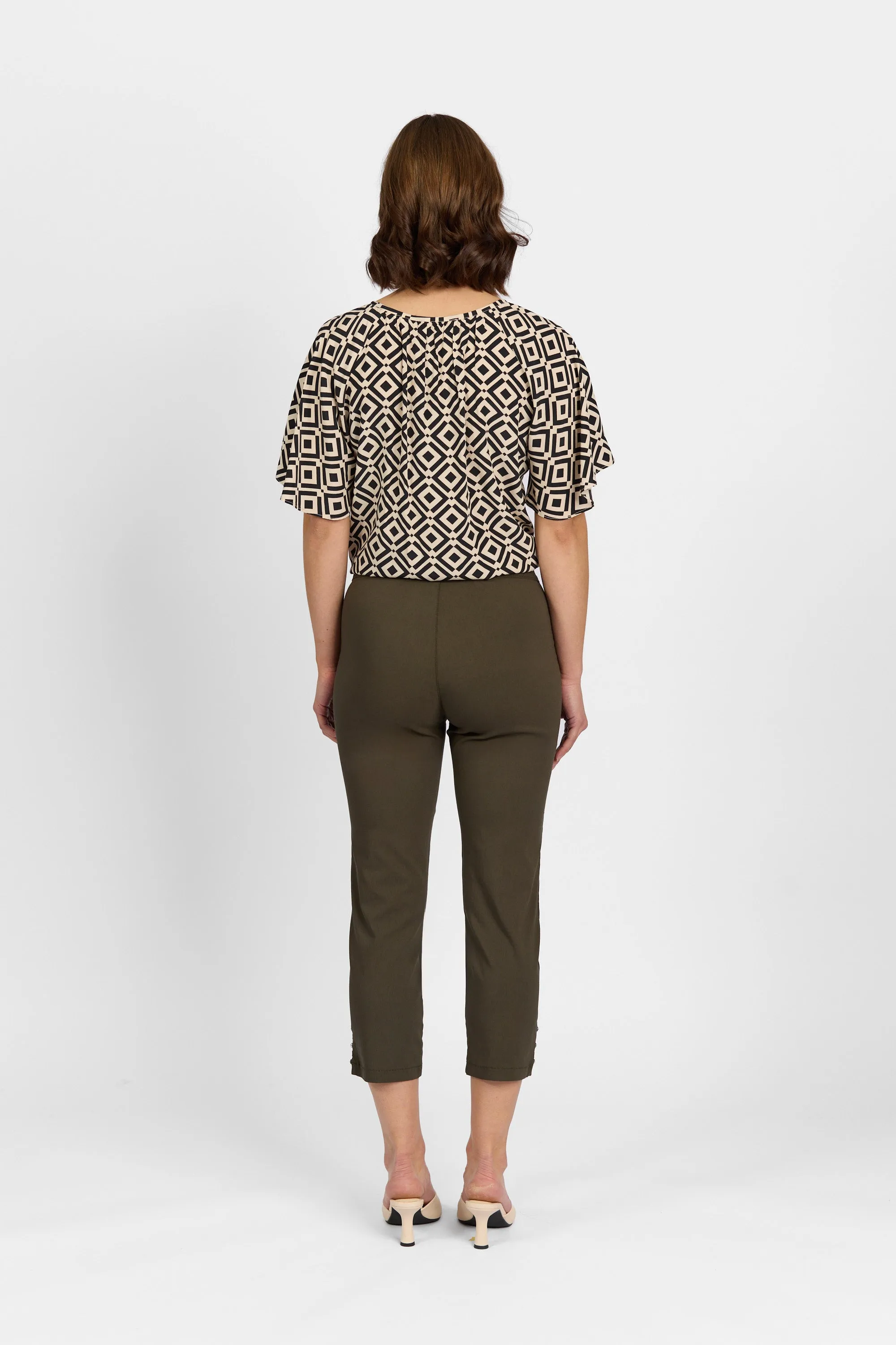 Macjays - Mercy Crop Pant with Diamantes in Faille - Khaki - M6245