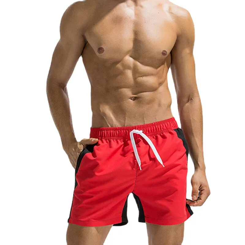 Men's Quick Dry Drawstring Board Shorts - Stitching Design
