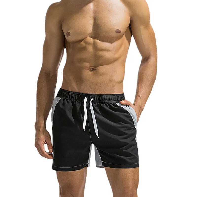Men's Quick Dry Drawstring Board Shorts - Stitching Design
