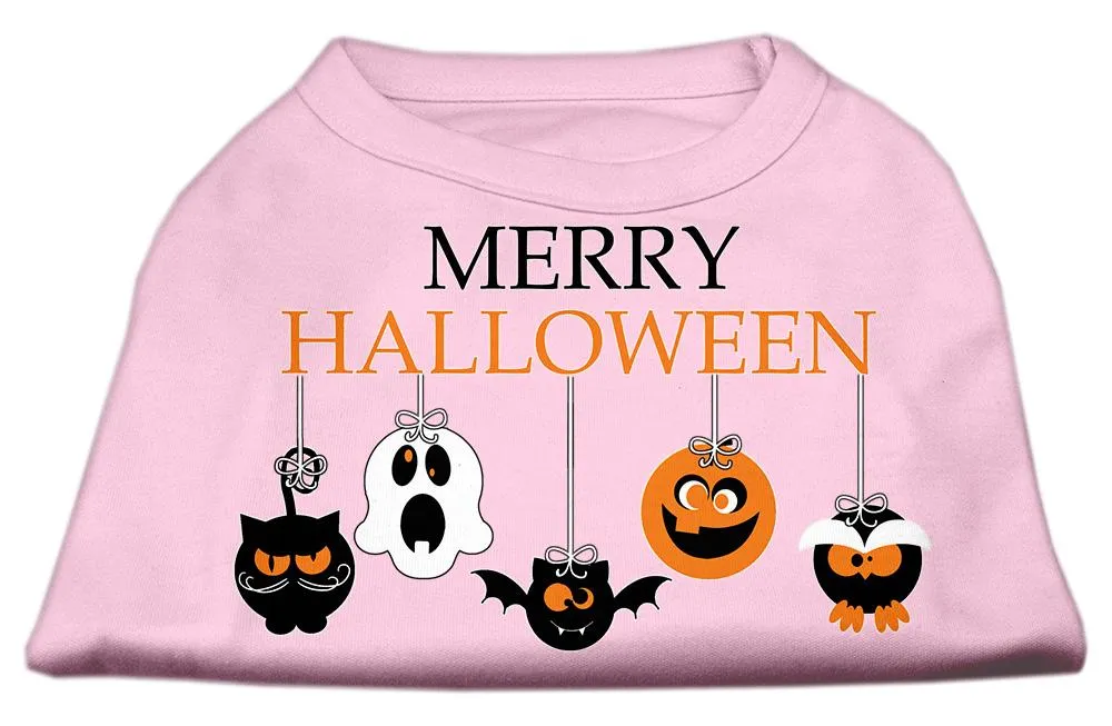 Merry Halloween Screen Print Dog Shirt Light Pink Xs (8)