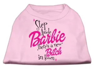 New Bitch in Town Screen Print Dog Shirt Light Pink XXL (18)