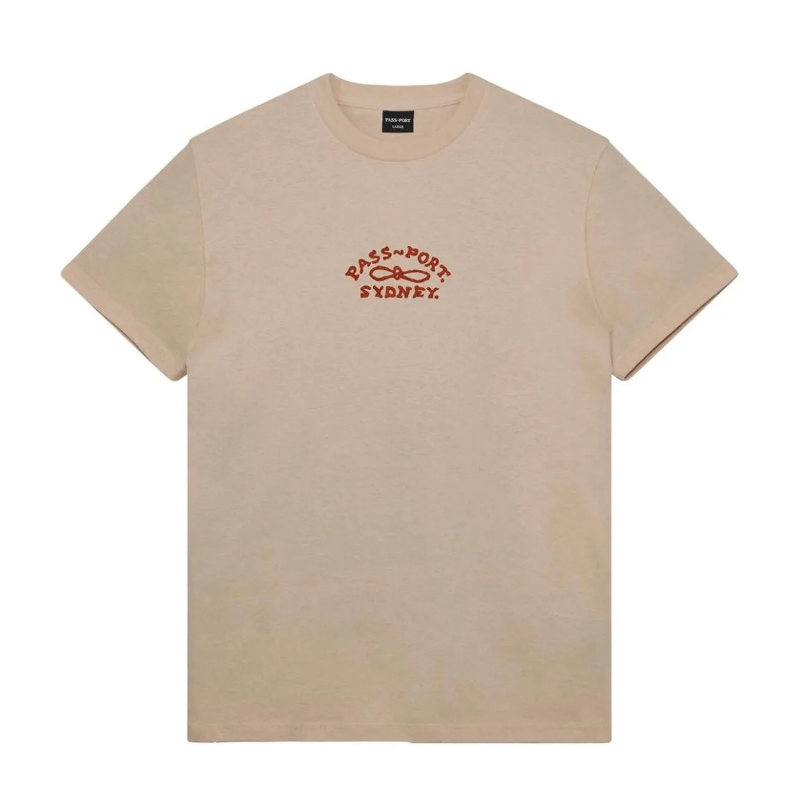 Pass~Port Moniker Organic Embroidery Tee - Sand