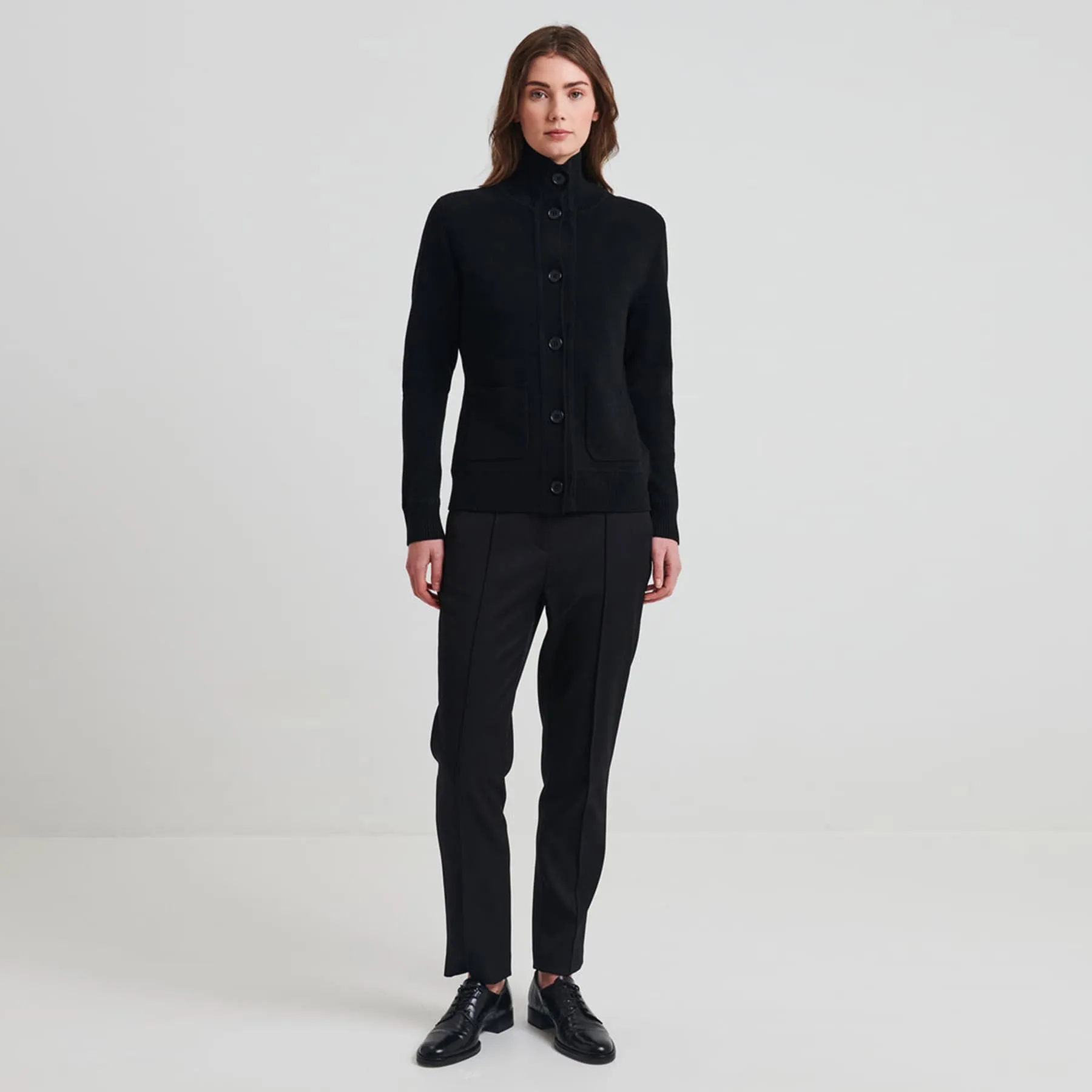 Patrick Assaraf Merino Button Front Milano Jacket - Black